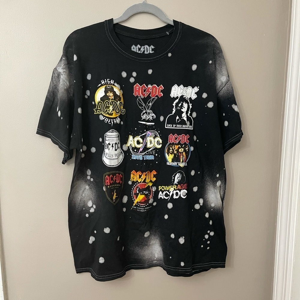 AC/DC Bleach Look Graphic Tee 1X